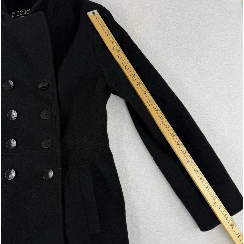 Vtg Y2K‎ Mudd Hooded Wool Blend Double Breasted Peacoat Juniors JRS Medium Black